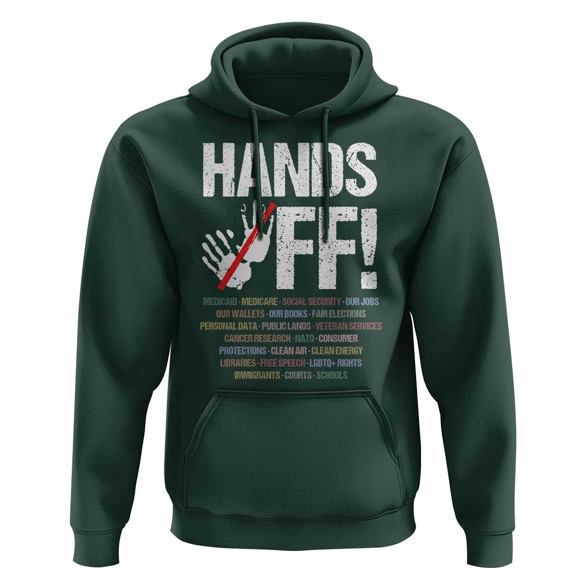 Hands Off Hoodie Social Security And Medicare Protest Vintage Hand Print