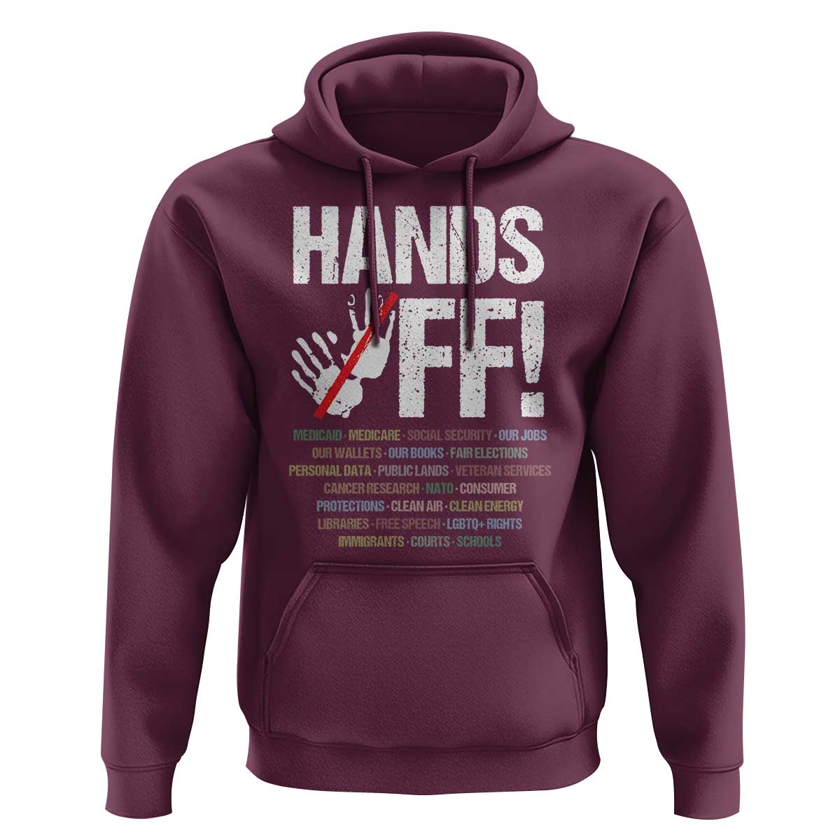 Hands Off Hoodie Social Security And Medicare Protest Vintage Hand Print