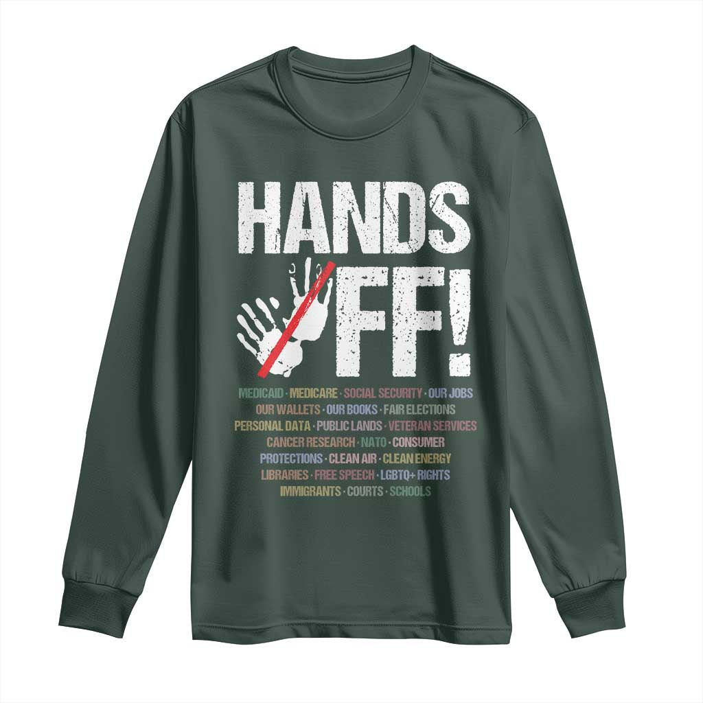 Hands Off Long Sleeve Shirt Social Security And Medicare Protest Vintage Hand Print