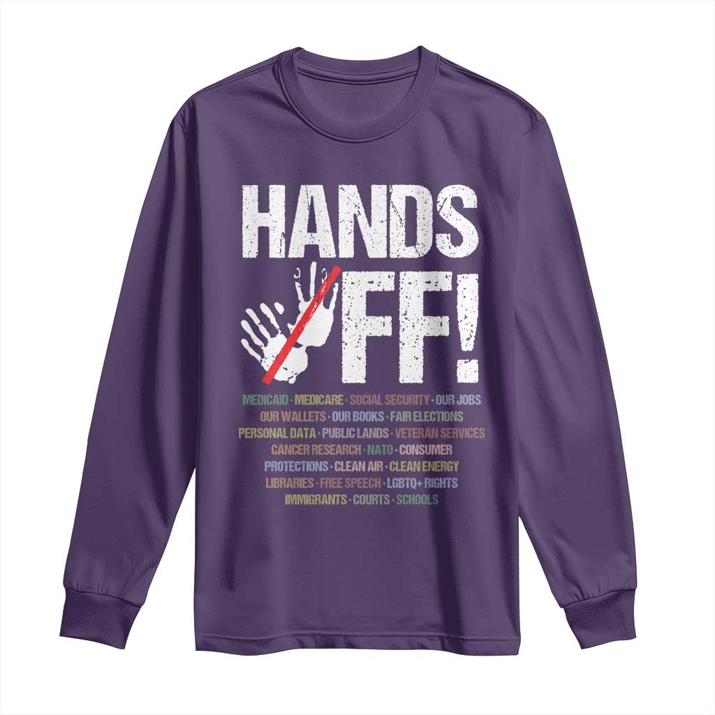 Hands Off Long Sleeve Shirt Social Security And Medicare Protest Vintage Hand Print