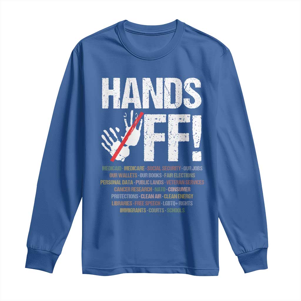 Hands Off Long Sleeve Shirt Social Security And Medicare Protest Vintage Hand Print