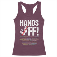 Hands Off Racerback Tank Top Social Security And Medicare Protest Vintage Hand Print