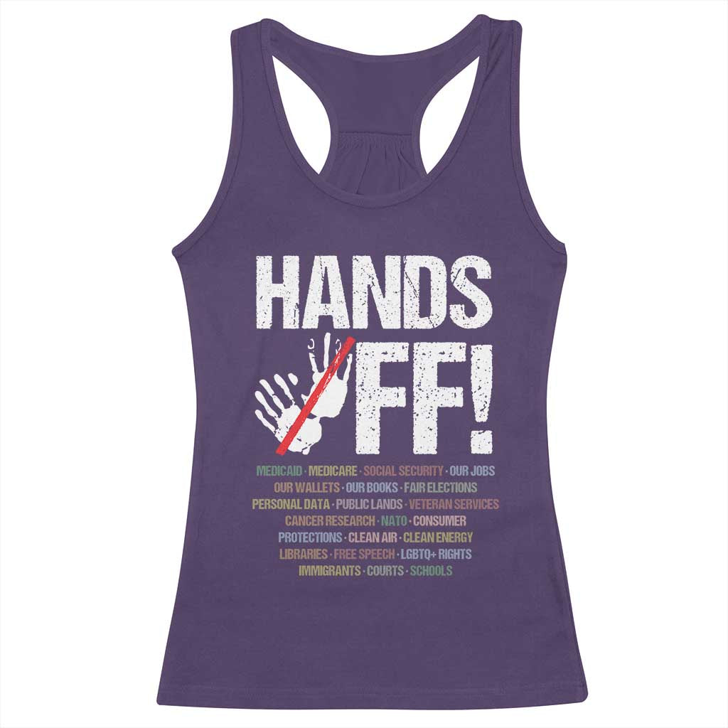 Hands Off Racerback Tank Top Social Security And Medicare Protest Vintage Hand Print