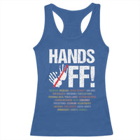 Hands Off Racerback Tank Top Social Security And Medicare Protest Vintage Hand Print