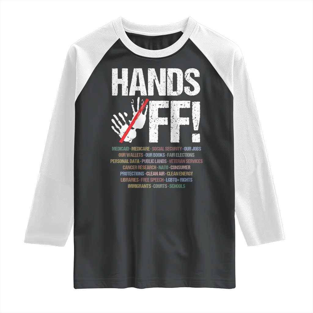 Hands Off Raglan Shirt Social Security And Medicare Protest Vintage Hand Print