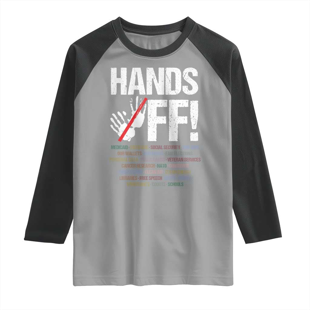 Hands Off Raglan Shirt Social Security And Medicare Protest Vintage Hand Print