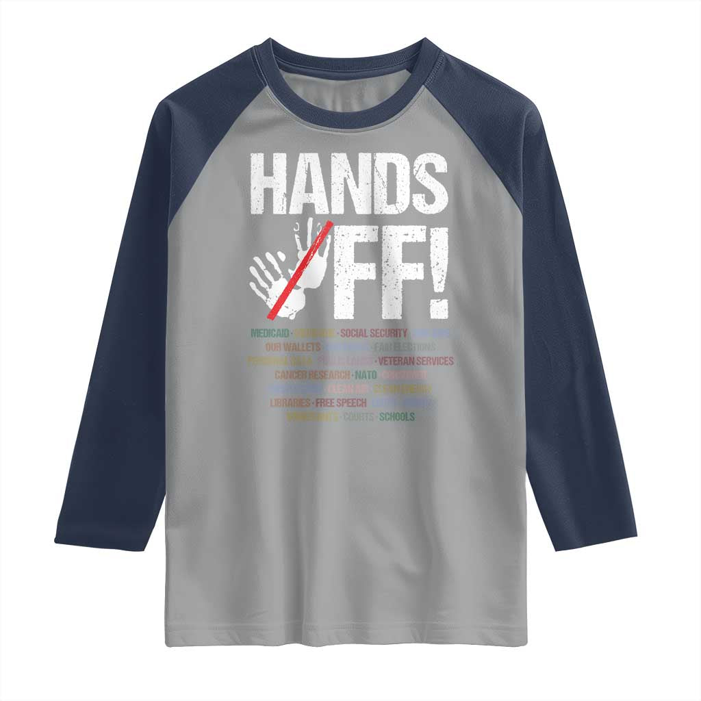 Hands Off Raglan Shirt Social Security And Medicare Protest Vintage Hand Print