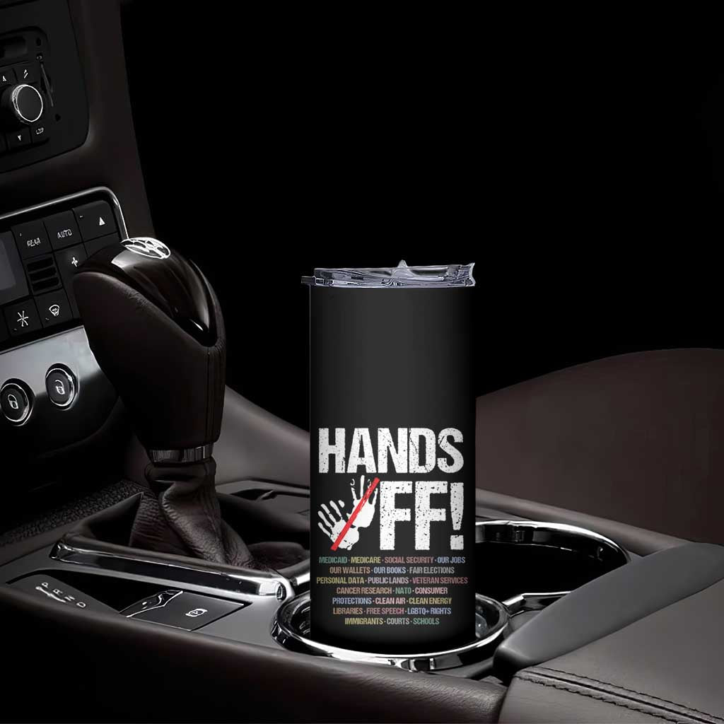 Hands Off Skinny Tumbler Social Security And Medicare Protest Vintage Hand Print