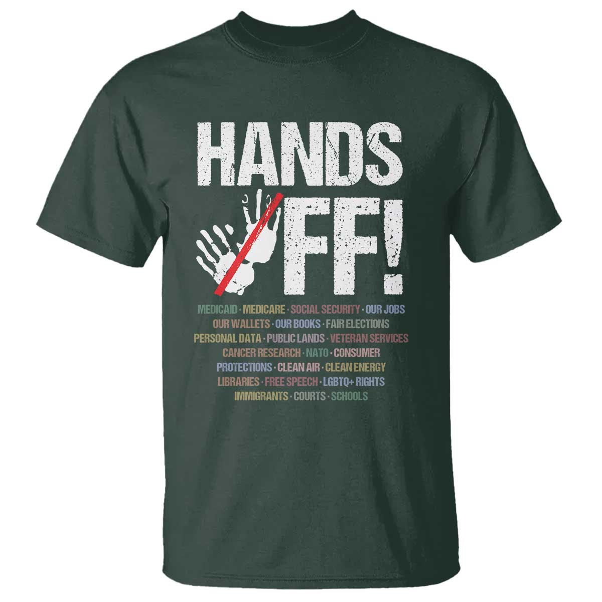 Hands Off T Shirt Social Security And Medicare Protest Vintage Hand Print