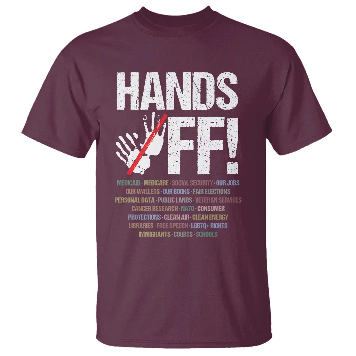 Hands Off T Shirt Social Security And Medicare Protest Vintage Hand Print
