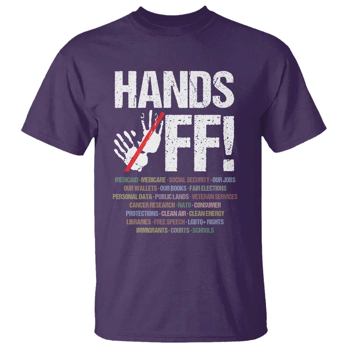 Hands Off T Shirt Social Security And Medicare Protest Vintage Hand Print