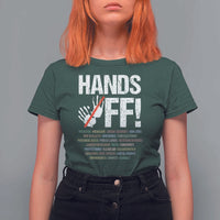 Hands Off T Shirt For Women Social Security And Medicare Protest Vintage Hand Print
