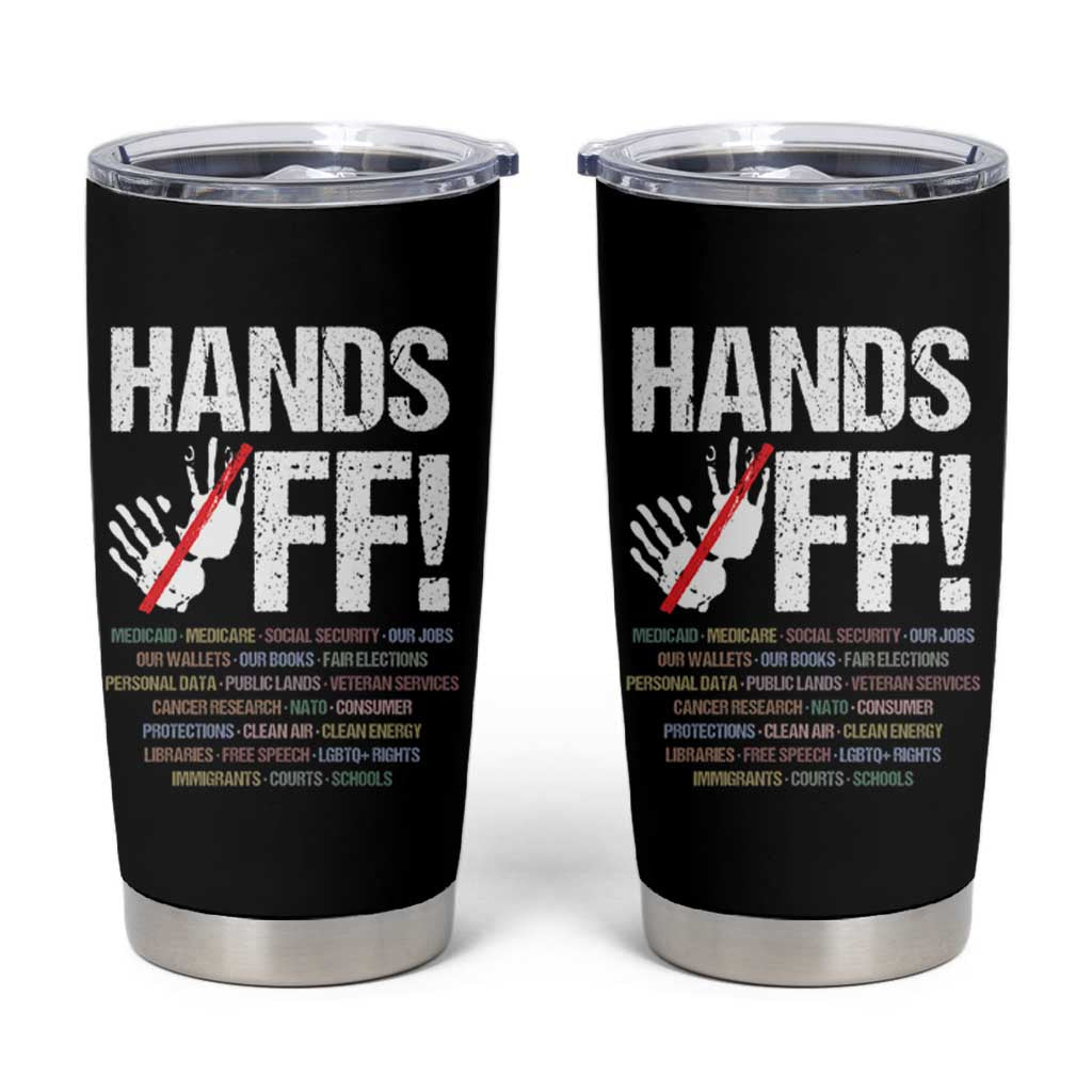 Hands Off Tumbler Cup Social Security And Medicare Protest Vintage Hand Print