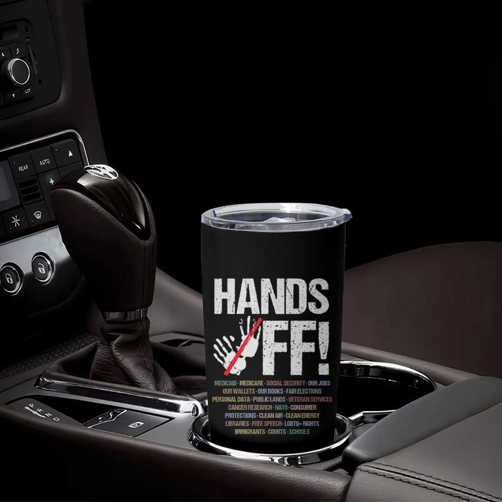 Hands Off Tumbler Cup Social Security And Medicare Protest Vintage Hand Print