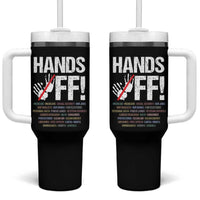 Hands Off Tumbler With Handle Social Security And Medicare Protest Vintage Hand Print