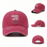 Hands Off Washed Cotton Baseball Cap Social Security And Medicare Protest Vintage Hand Print