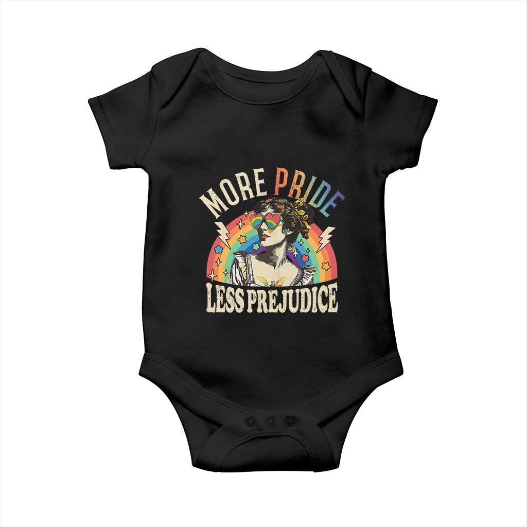 More Pride Less Prejudice Baby Onesie Pride Month LGBTQ Rainbow