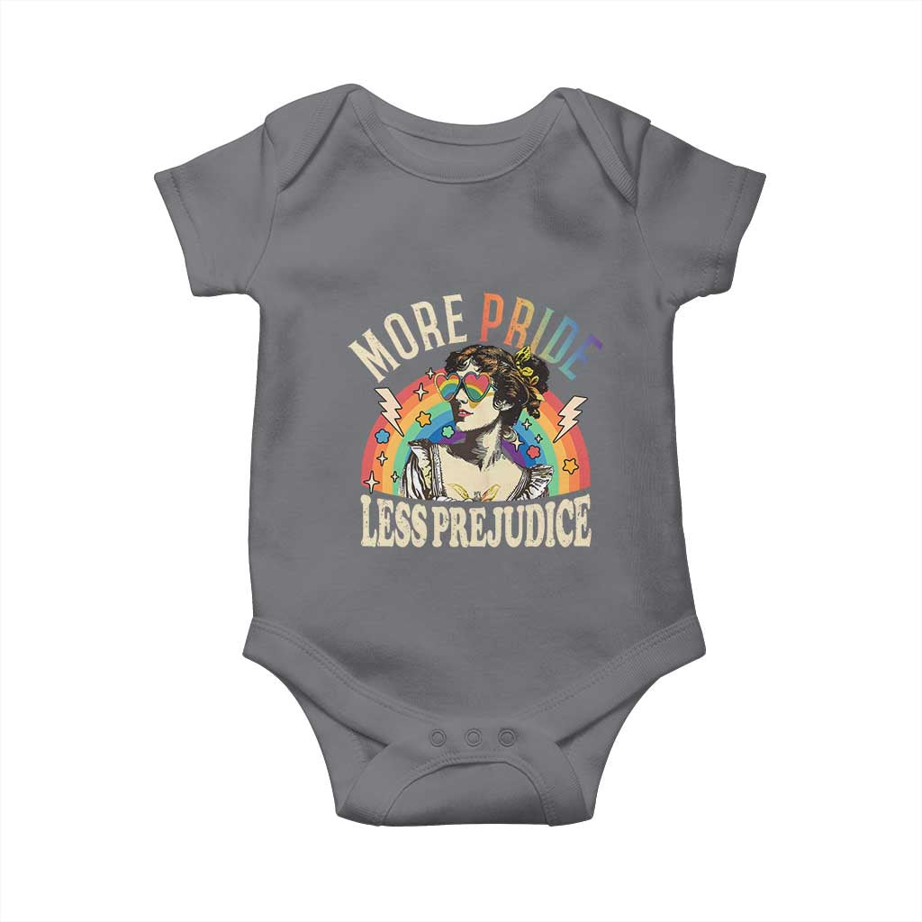 More Pride Less Prejudice Baby Onesie Pride Month LGBTQ Rainbow