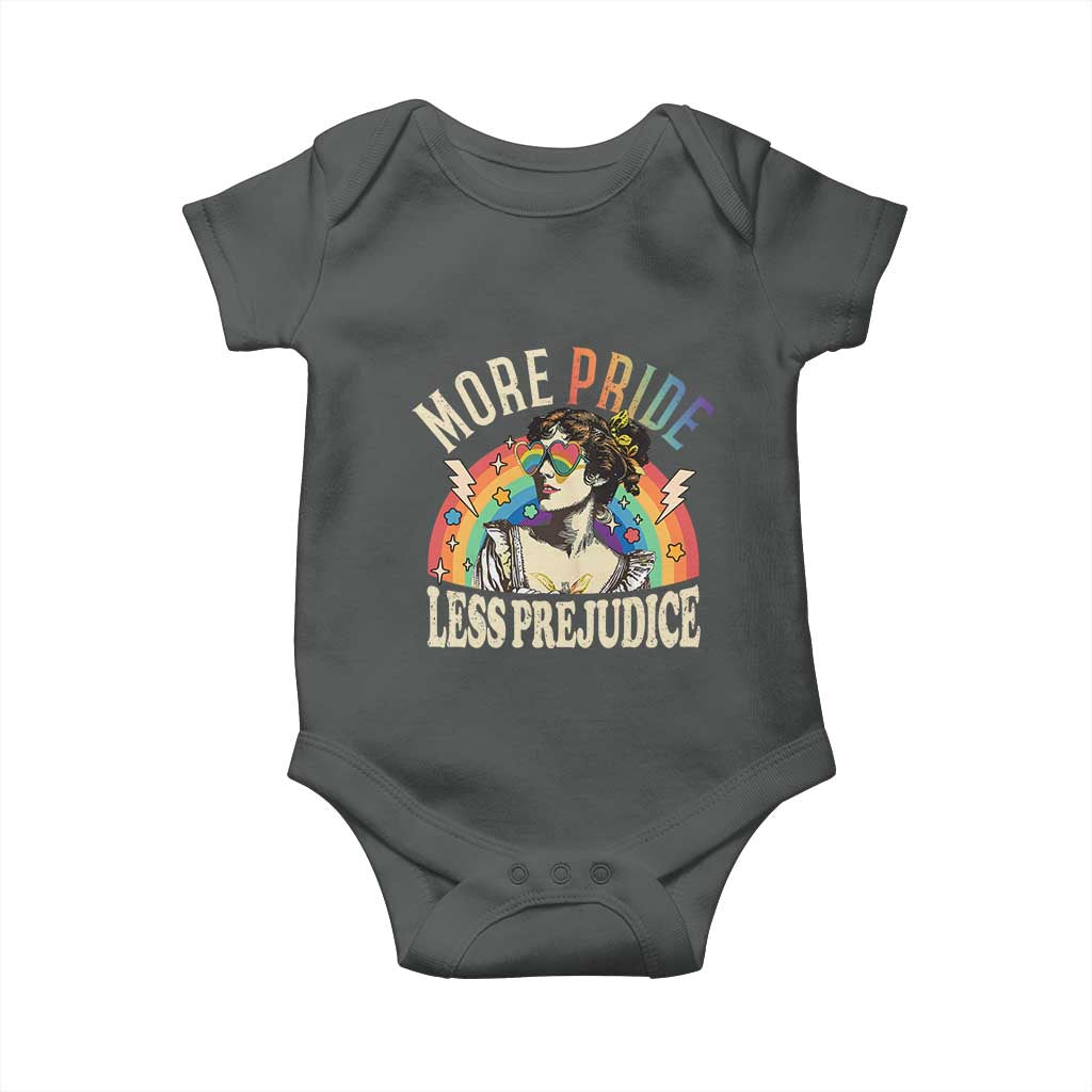 More Pride Less Prejudice Baby Onesie Pride Month LGBTQ Rainbow