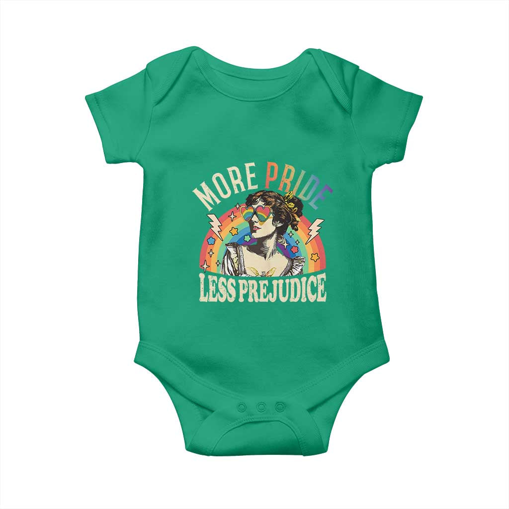 More Pride Less Prejudice Baby Onesie Pride Month LGBTQ Rainbow