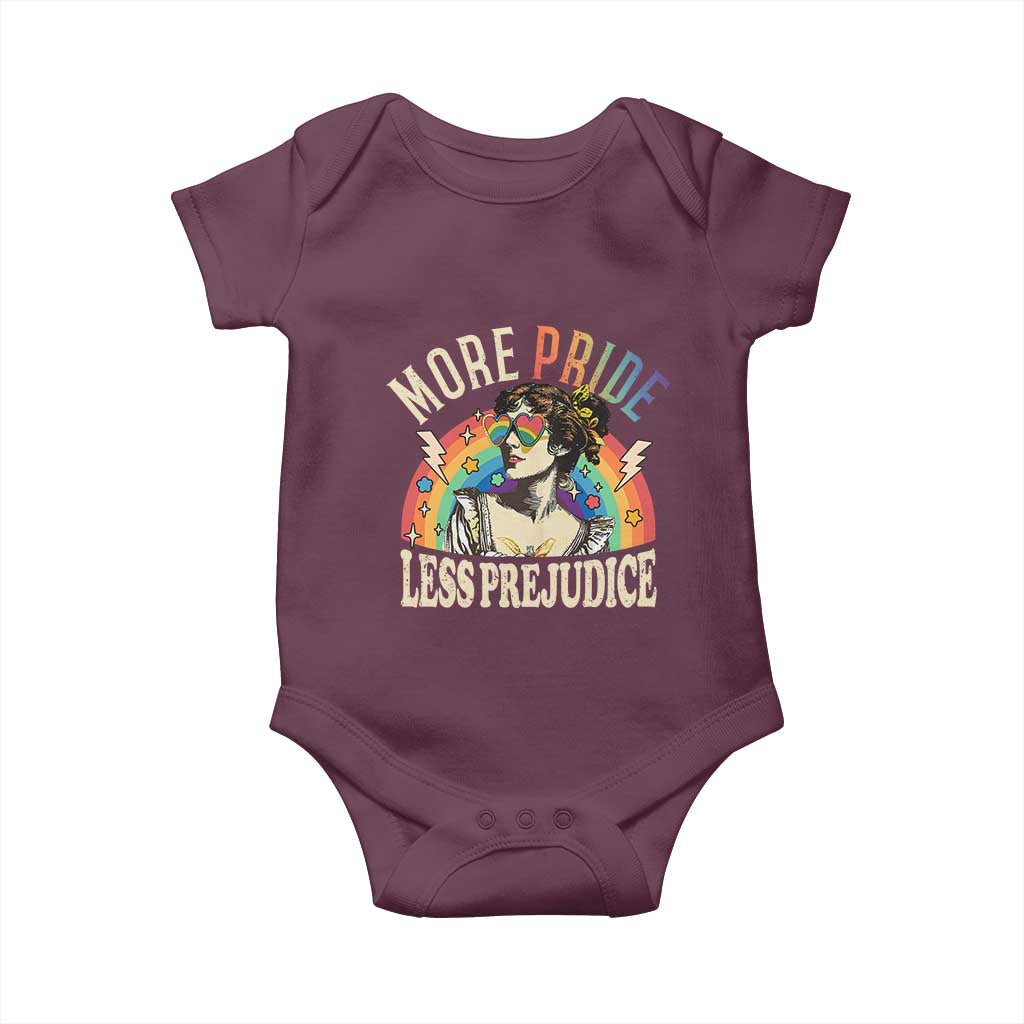 More Pride Less Prejudice Baby Onesie Pride Month LGBTQ Rainbow