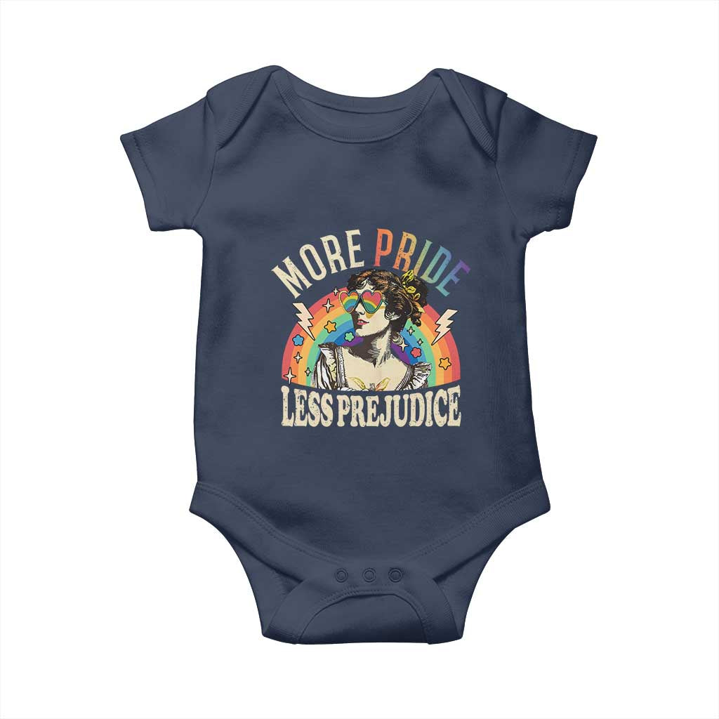 More Pride Less Prejudice Baby Onesie Pride Month LGBTQ Rainbow