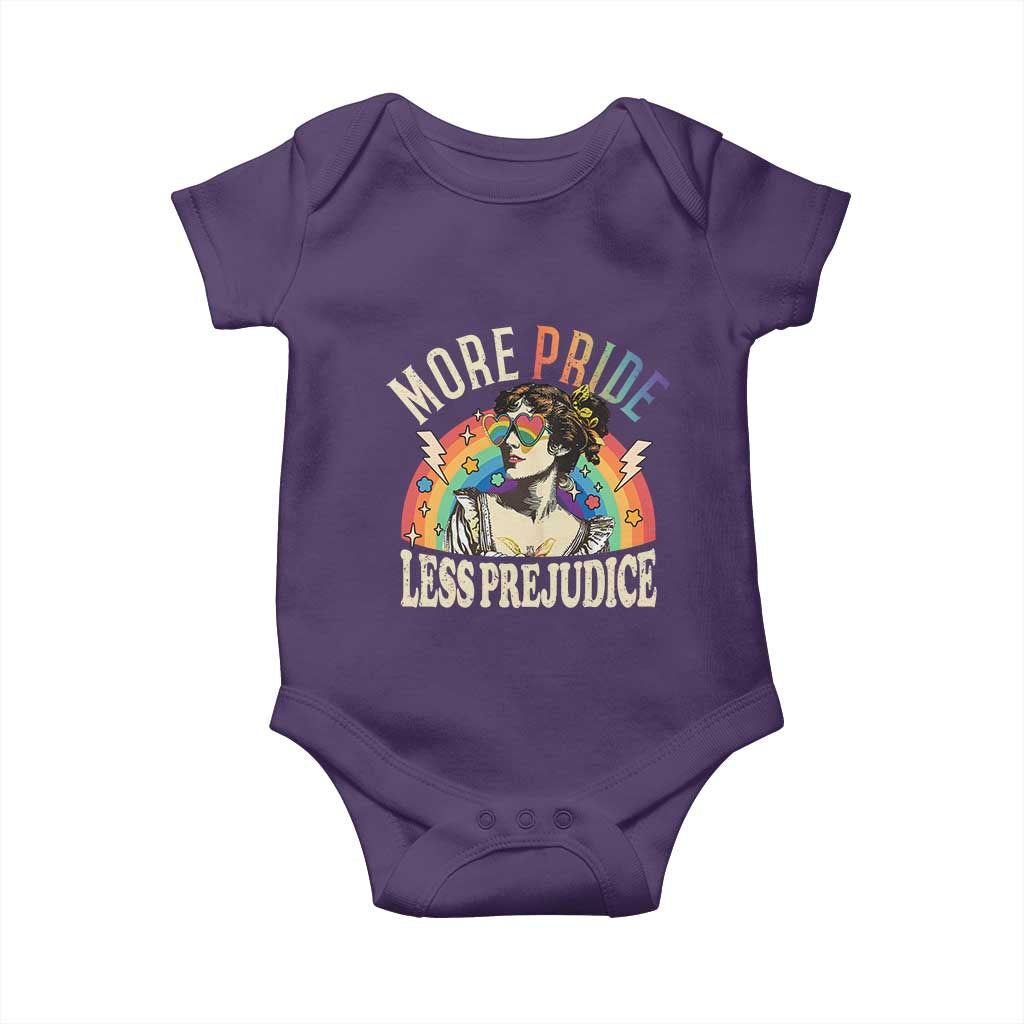 More Pride Less Prejudice Baby Onesie Pride Month LGBTQ Rainbow