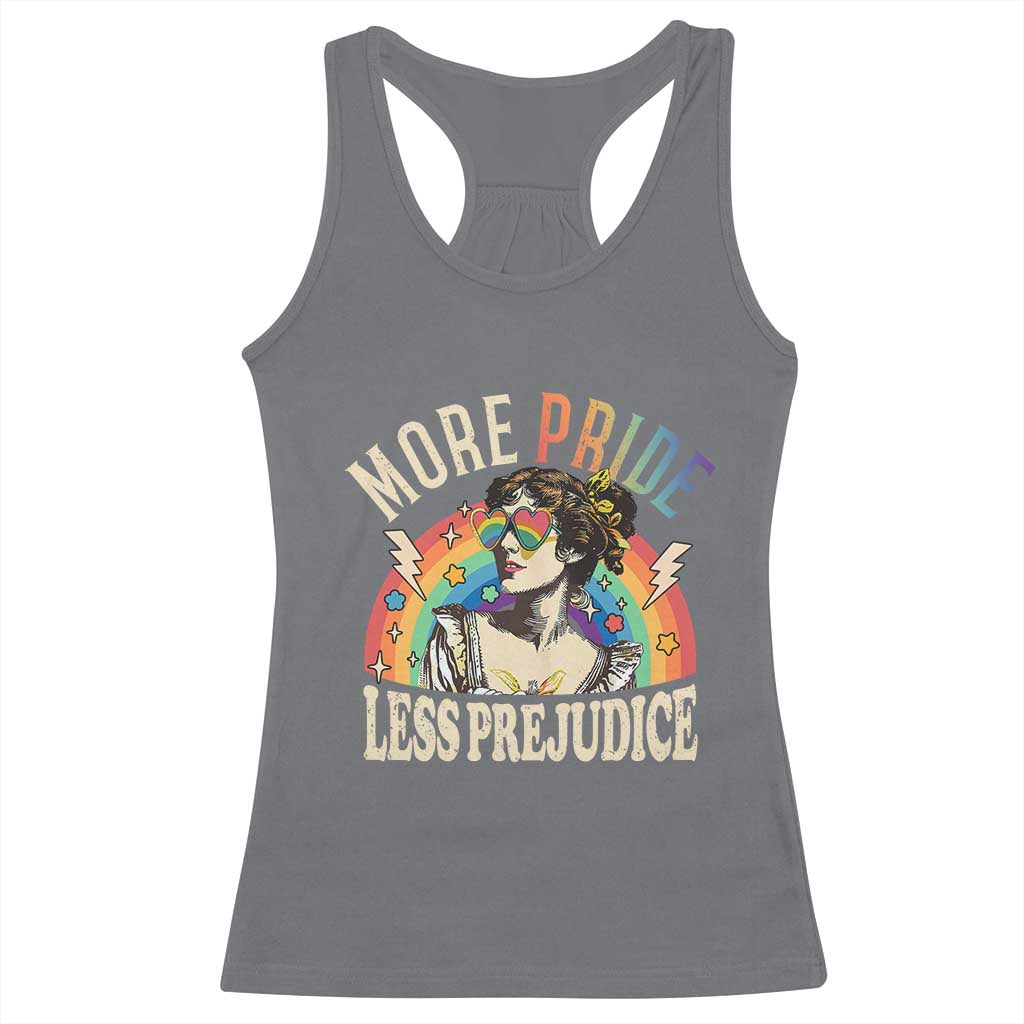 More Pride Less Prejudice Racerback Tank Top Pride Month LGBTQ Rainbow