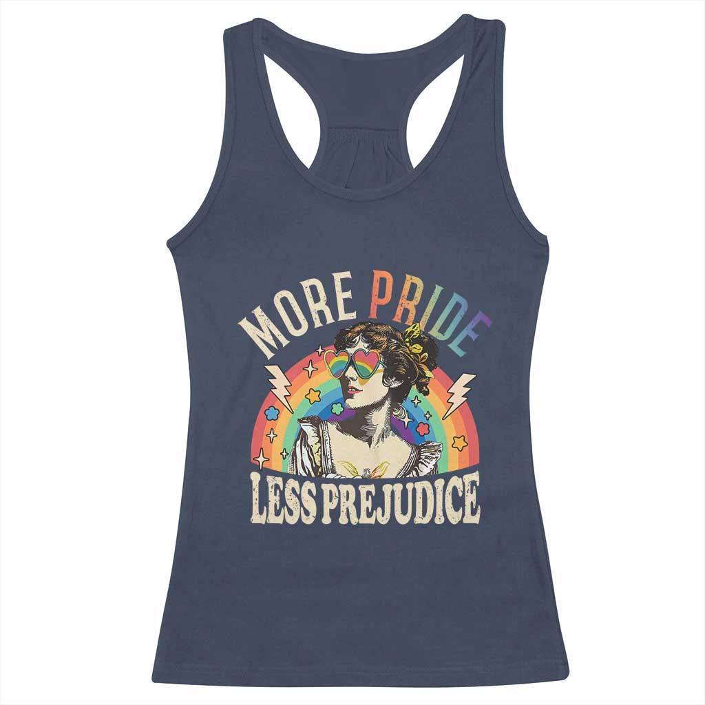 More Pride Less Prejudice Racerback Tank Top Pride Month LGBTQ Rainbow