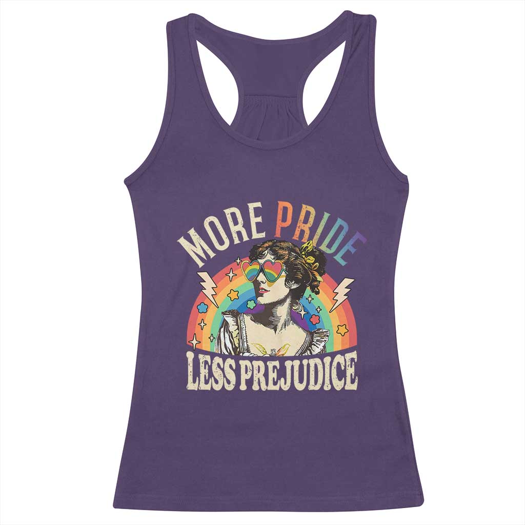 More Pride Less Prejudice Racerback Tank Top Pride Month LGBTQ Rainbow