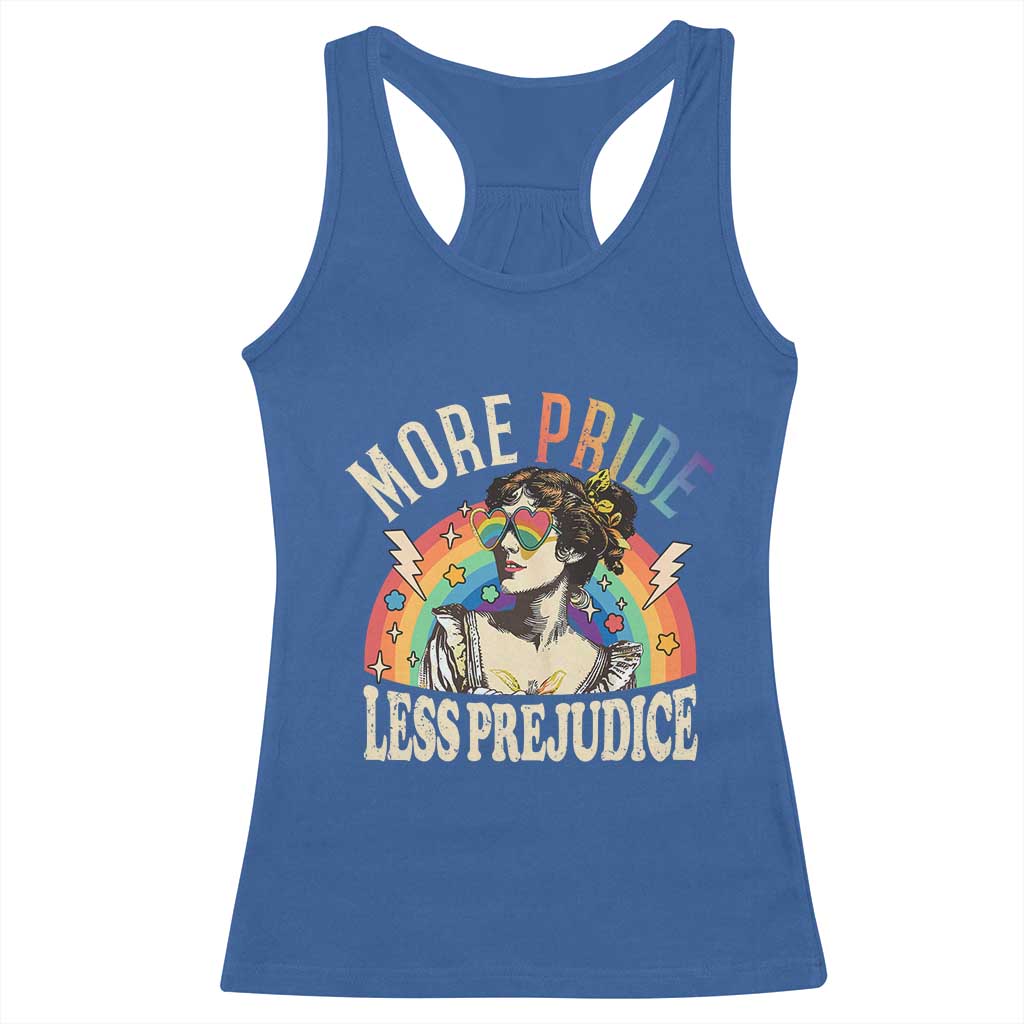 More Pride Less Prejudice Racerback Tank Top Pride Month LGBTQ Rainbow