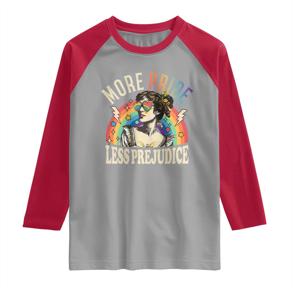 More Pride Less Prejudice Raglan Shirt Pride Month LGBTQ Rainbow