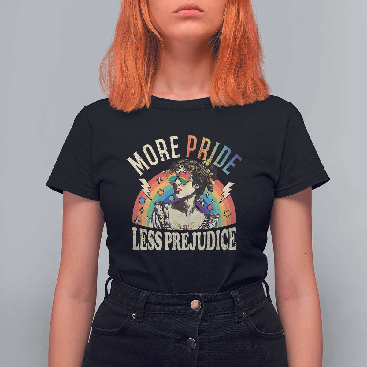 More Pride Less Prejudice T Shirt For Women Pride Month LGBTQ Rainbow