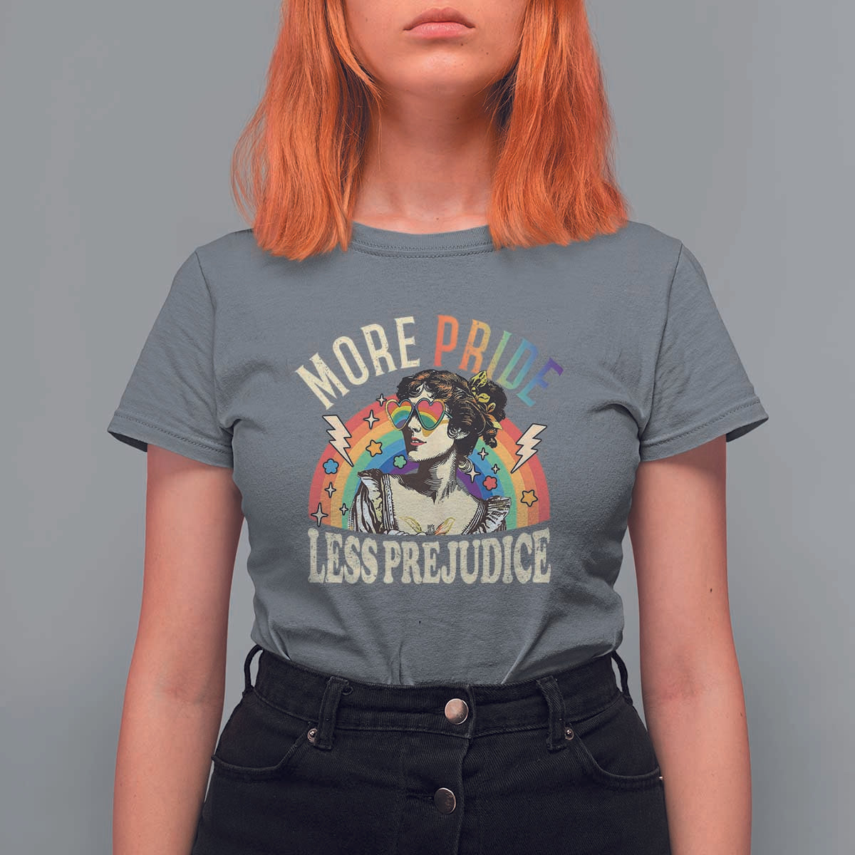 More Pride Less Prejudice T Shirt For Women Pride Month LGBTQ Rainbow