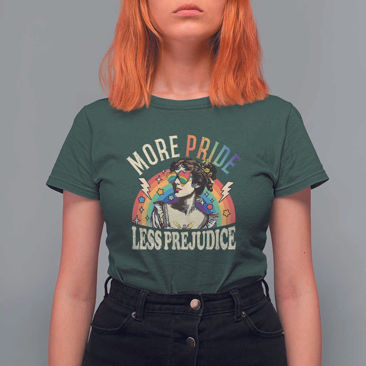 More Pride Less Prejudice T Shirt For Women Pride Month LGBTQ Rainbow