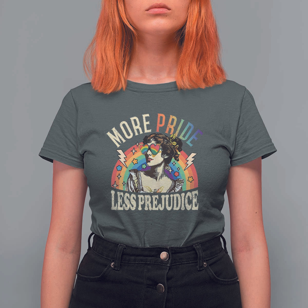 More Pride Less Prejudice T Shirt For Women Pride Month LGBTQ Rainbow