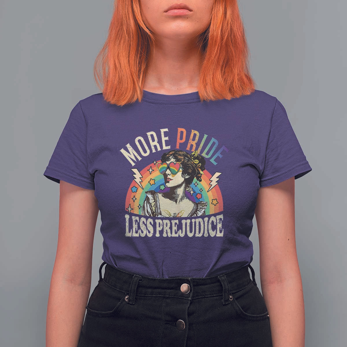 More Pride Less Prejudice T Shirt For Women Pride Month LGBTQ Rainbow