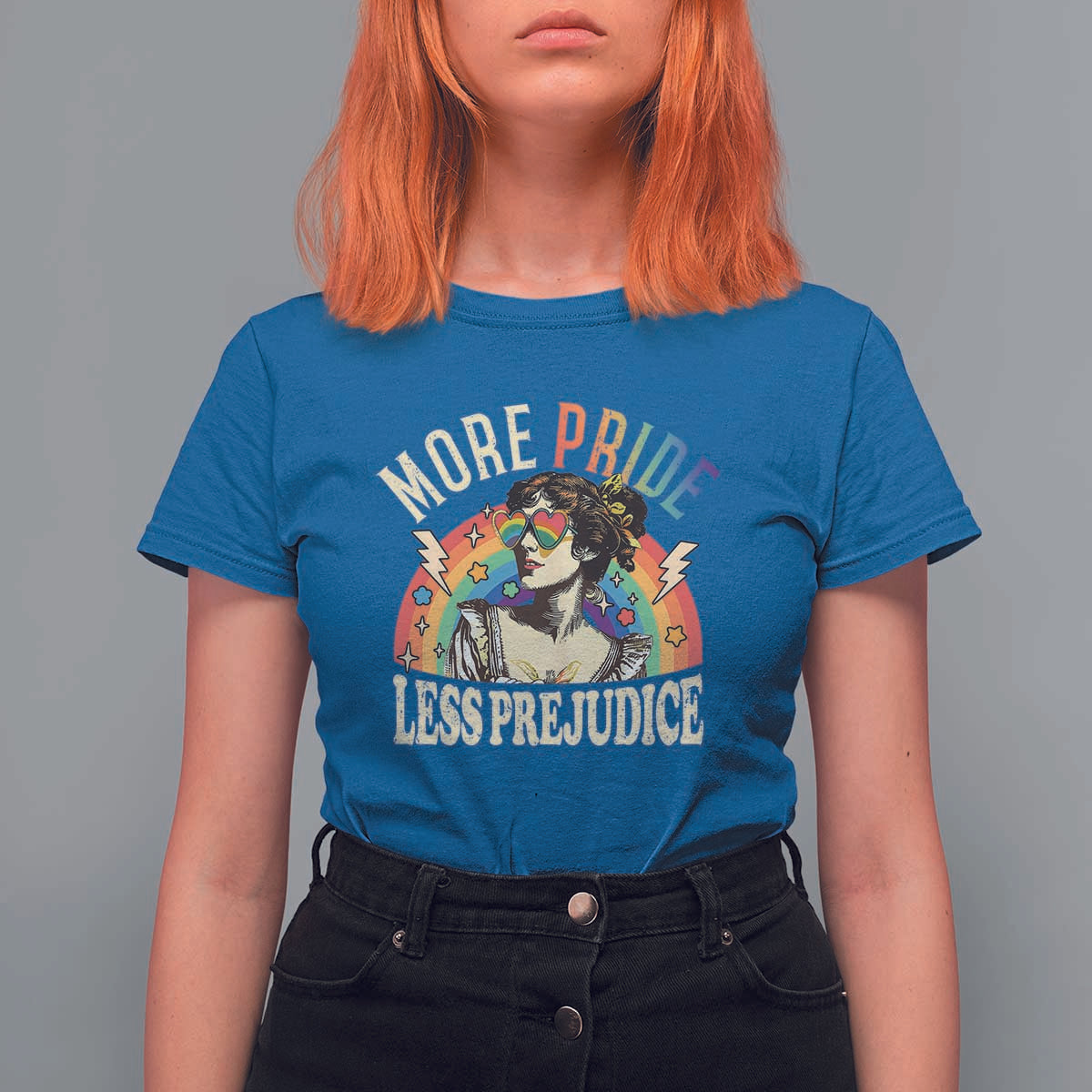 More Pride Less Prejudice T Shirt For Women Pride Month LGBTQ Rainbow