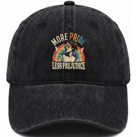 More Pride Less Prejudice Washed Cotton Baseball Cap Pride Month LGBTQ Rainbow