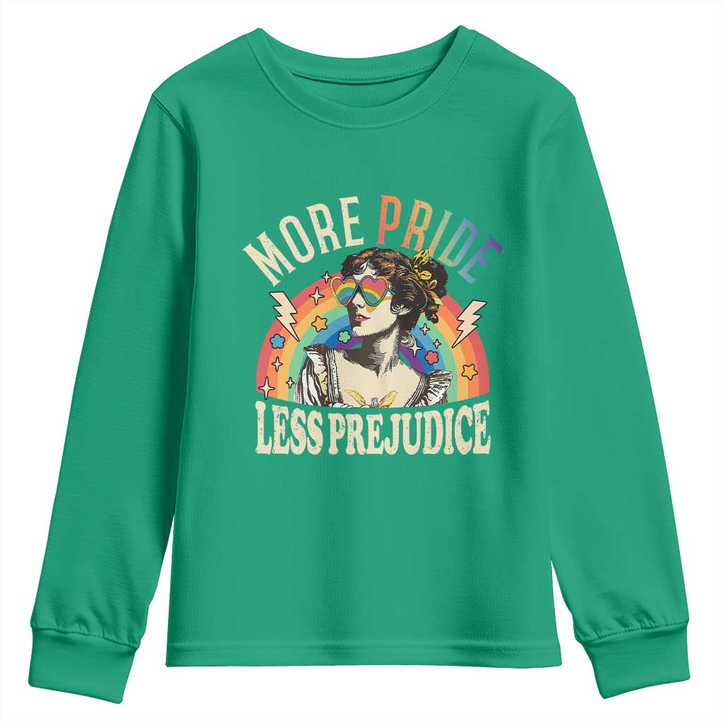 More Pride Less Prejudice Youth Sweatshirt Pride Month LGBTQ Rainbow