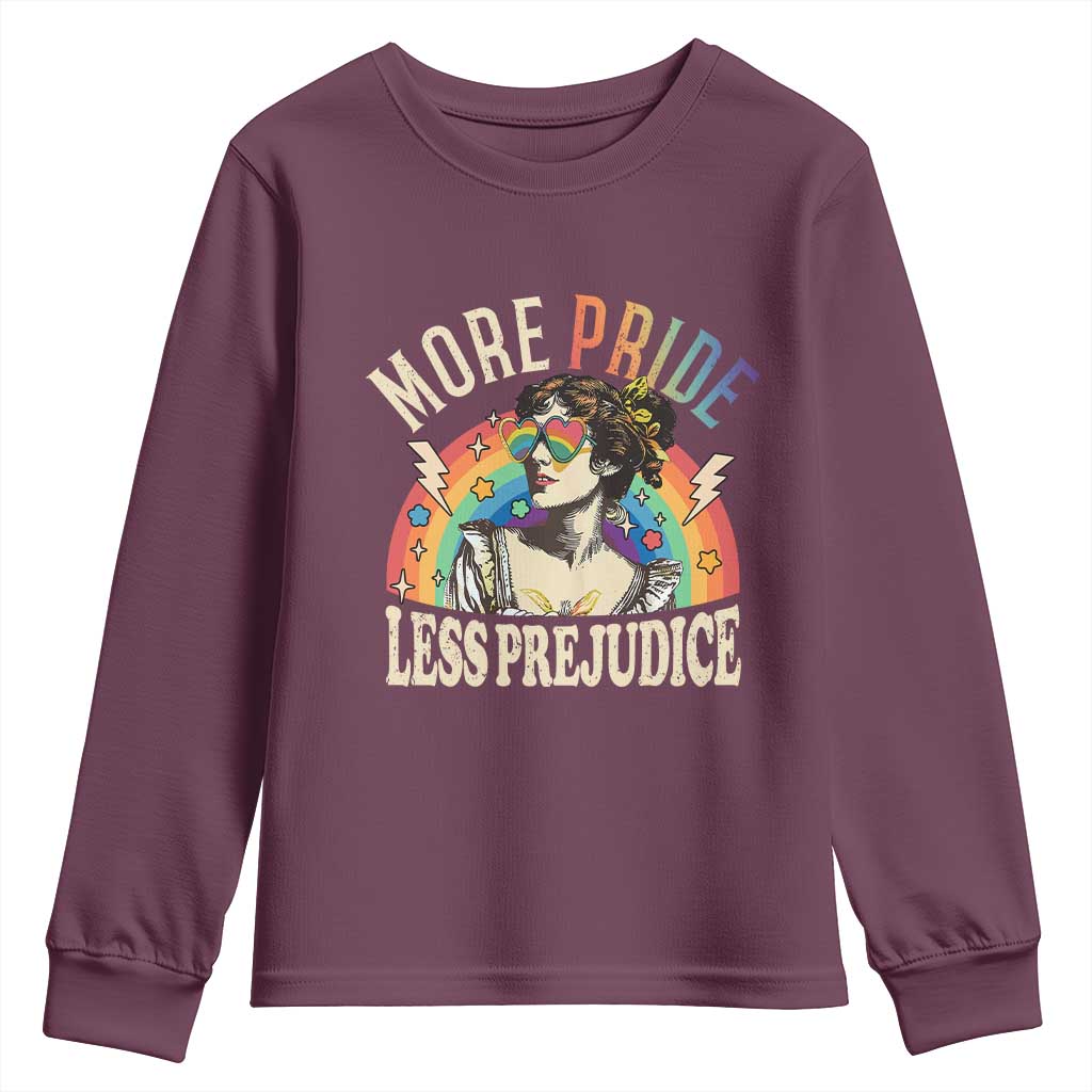 More Pride Less Prejudice Youth Sweatshirt Pride Month LGBTQ Rainbow