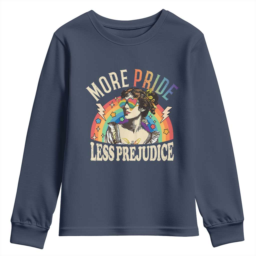 More Pride Less Prejudice Youth Sweatshirt Pride Month LGBTQ Rainbow