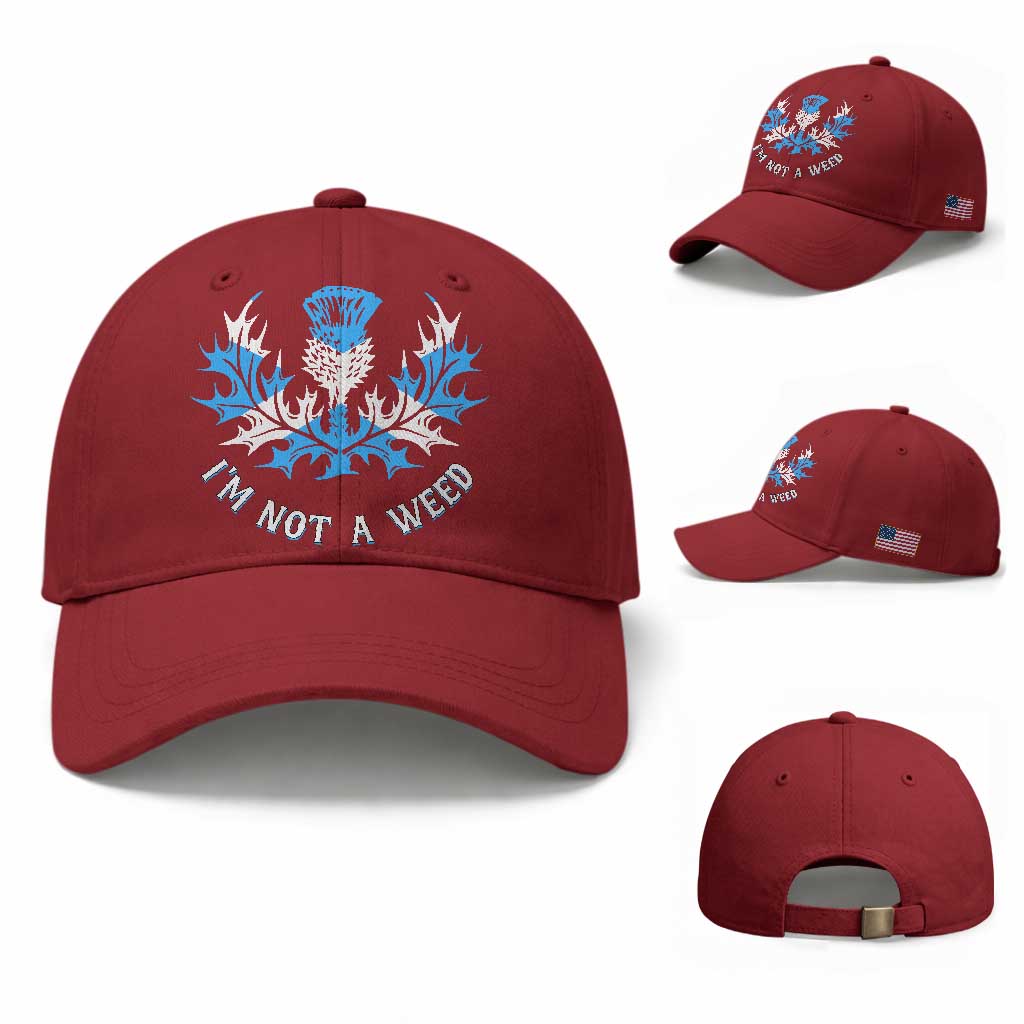 Funny Scottish Thistle I Am Not A Weed Baseball Cap Scotland Flag