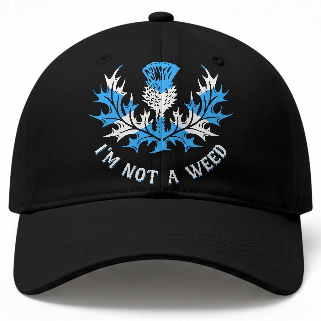 Funny Scottish Thistle I Am Not A Weed Baseball Cap Scotland Flag