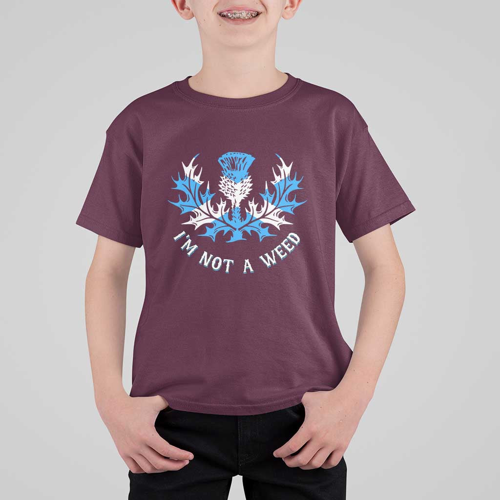 Funny Scottish Thistle I Am Not A Weed T Shirt For Kid Scotland Flag