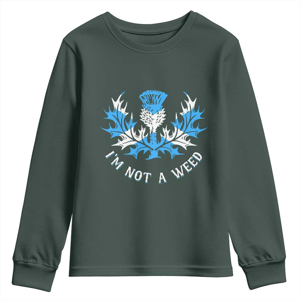 Funny Scottish Thistle I Am Not A Weed Youth Sweatshirt Scotland Flag