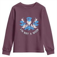 Funny Scottish Thistle I Am Not A Weed Youth Sweatshirt Scotland Flag