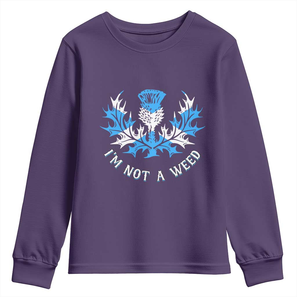 Funny Scottish Thistle I Am Not A Weed Youth Sweatshirt Scotland Flag