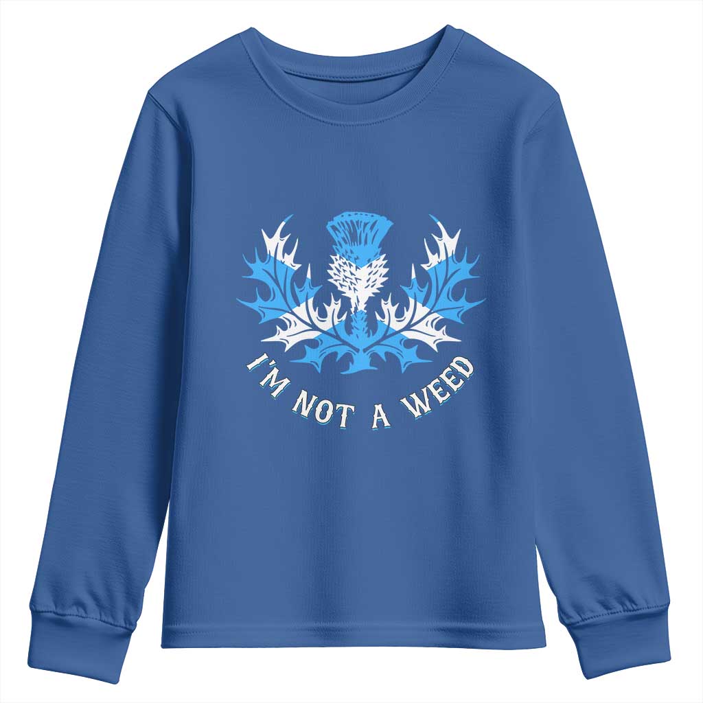 Funny Scottish Thistle I Am Not A Weed Youth Sweatshirt Scotland Flag