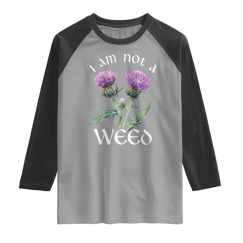 Funny Scottish Thistle I Am Not A Weed Raglan Shirt